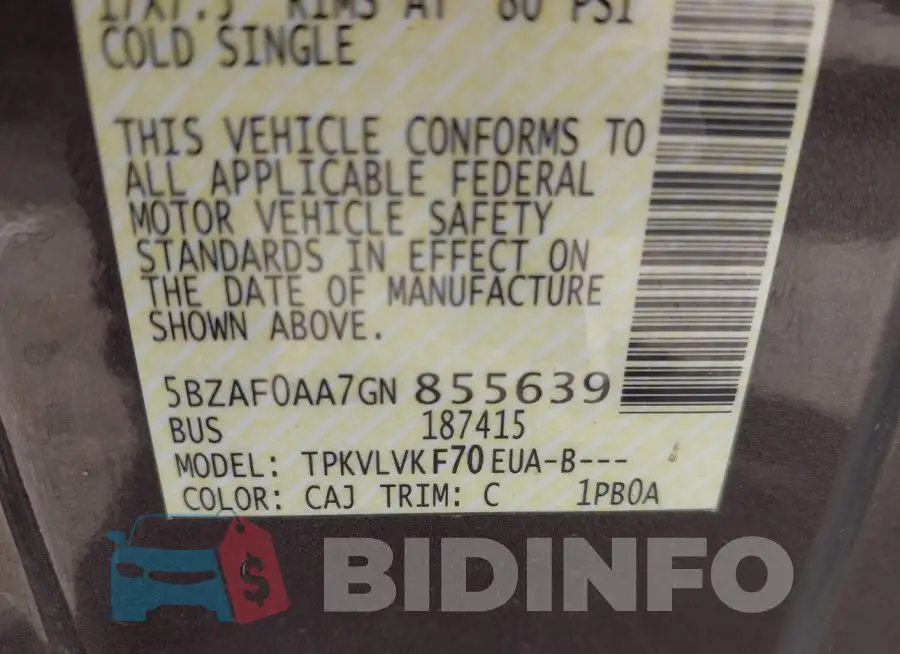 5BZAF0AA7GN855639 Photo# 9