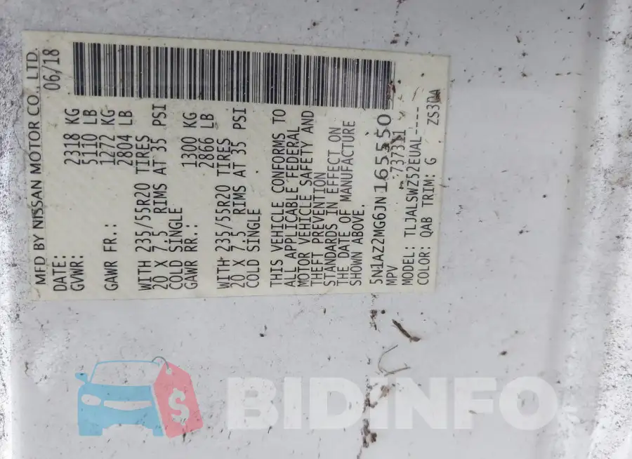 5N1AZ2MG6JN165550 Photo# 9