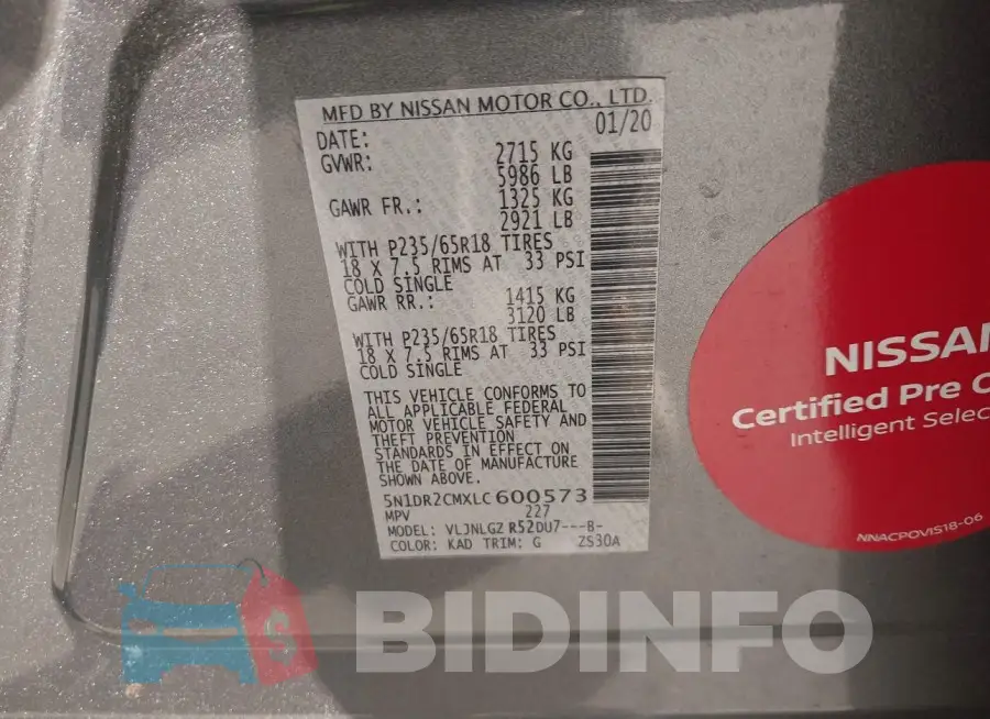 5N1DR2CMXLC600573 Photo# 9