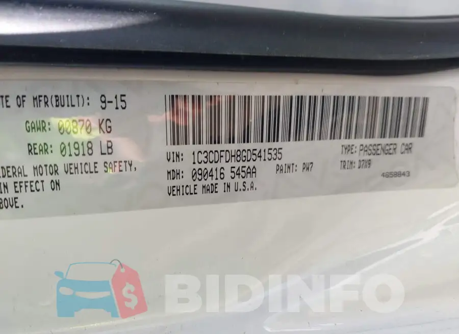 1C3CDFDH8GD541535 Photo# 9