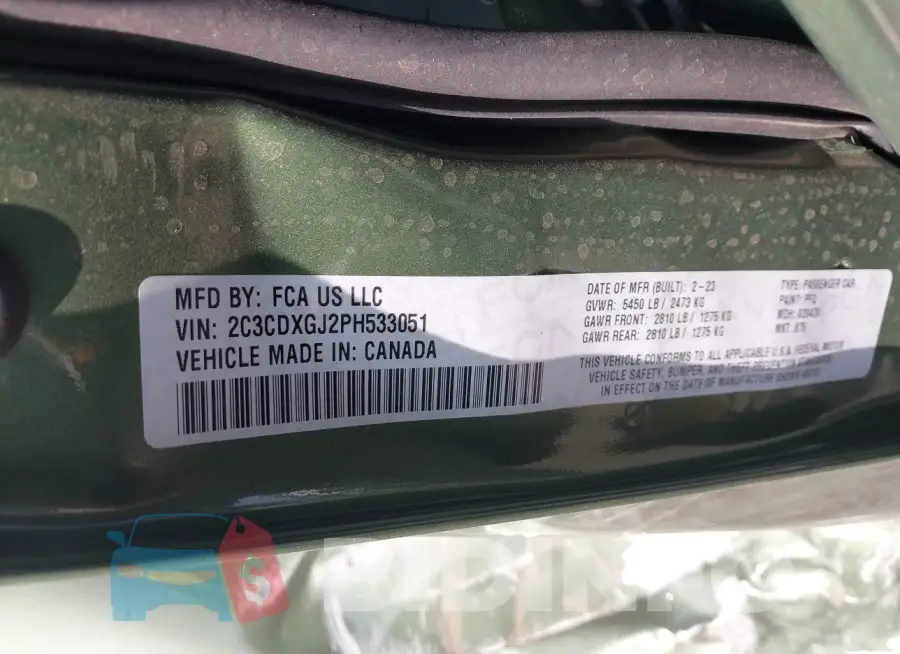 2C3CDXGJ2PH533051 Photo# 9