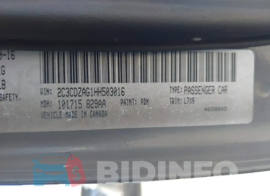 2C3CDZAG1HH503016 Photo# 9