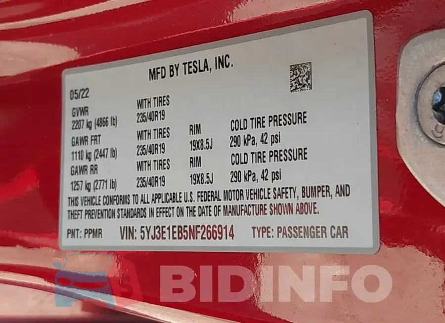 5YJ3E1EB5NF266914 Photo# 9