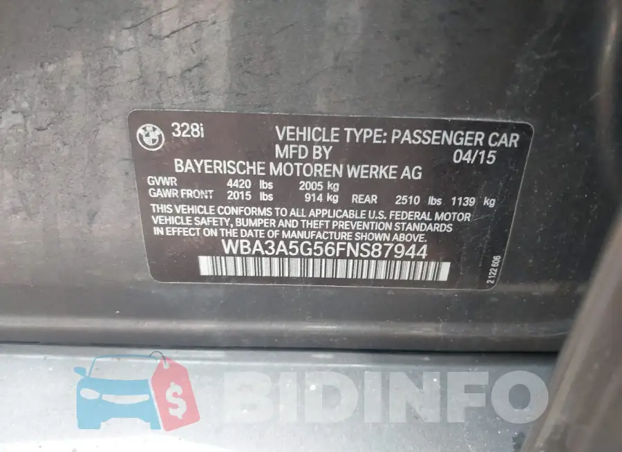 WBA3A5G56FNS87944 Photo# 9