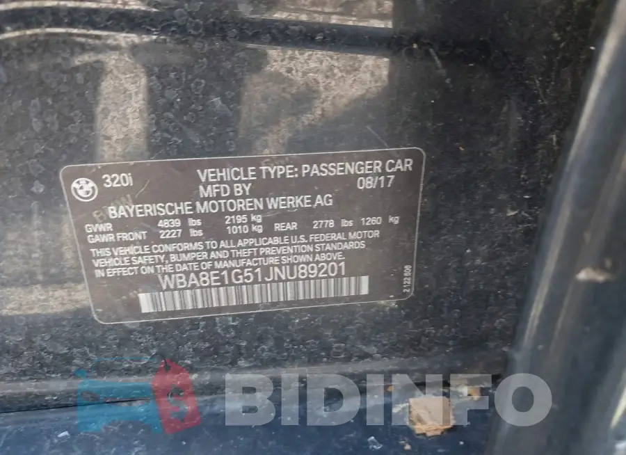 WBA8E1G51JNU89201 Photo# 9