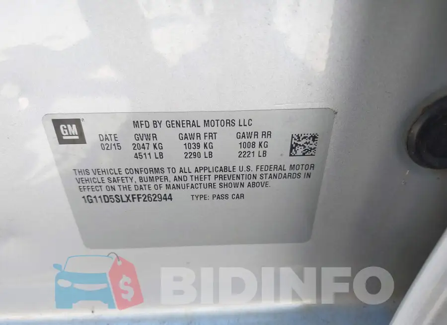 1G11D5SLXFF262944 Photo# 9