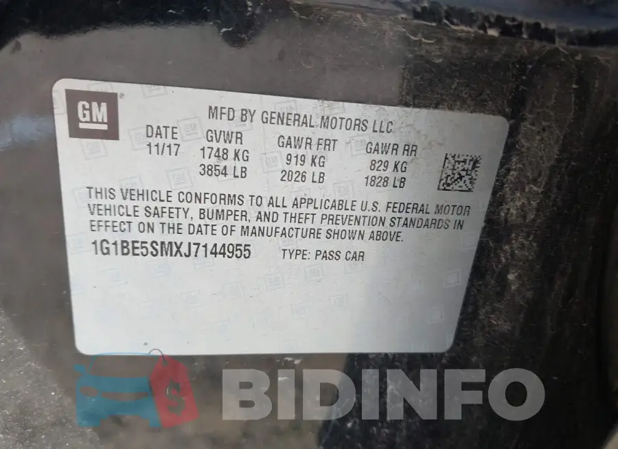 1G1BE5SMXJ7144955 Photo# 9