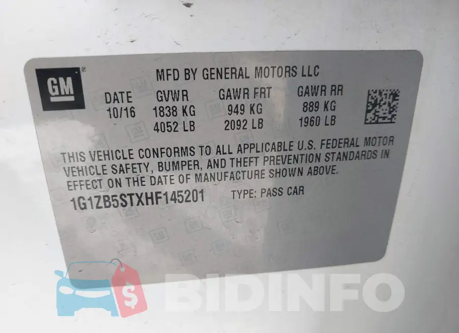 1G1ZB5STXHF145201 Photo# 9
