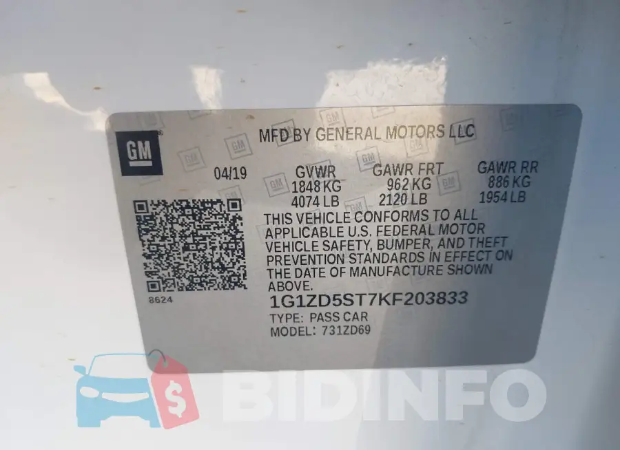 1G1ZD5ST7KF203833 Photo# 9