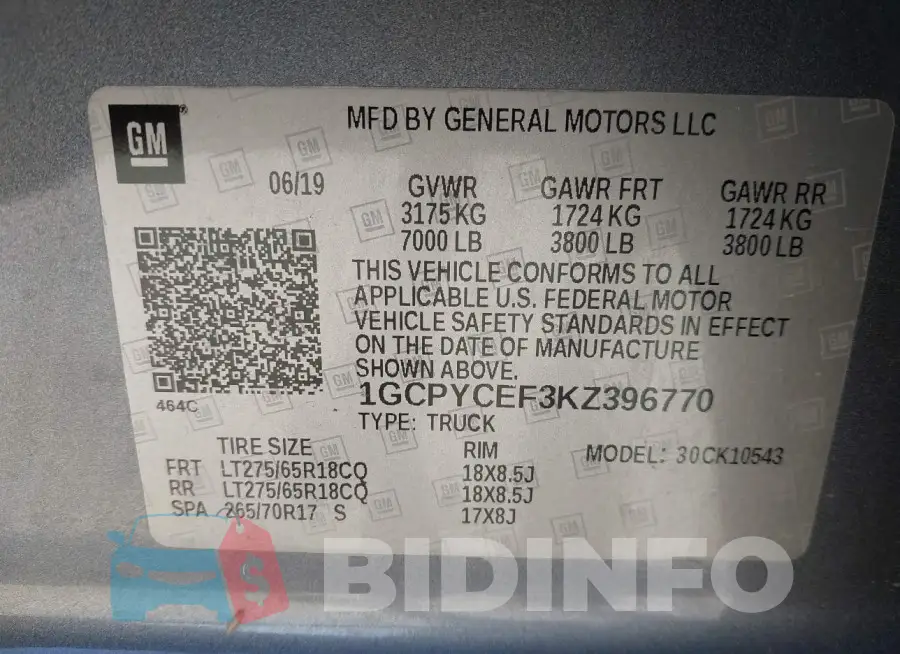 1GCPYCEF3KZ396770 Photo# 9