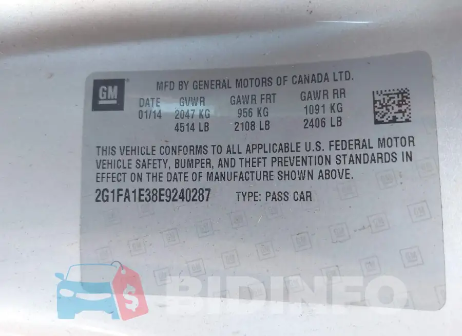 2G1FA1E38E9240287 Photo# 9