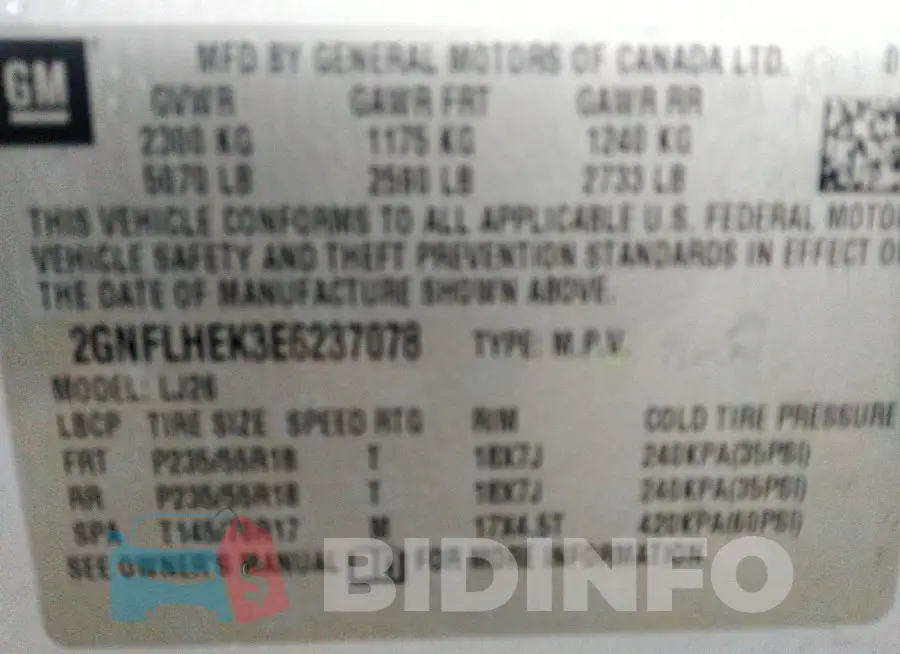 2GNFLHEK3E6237078 Photo# 9