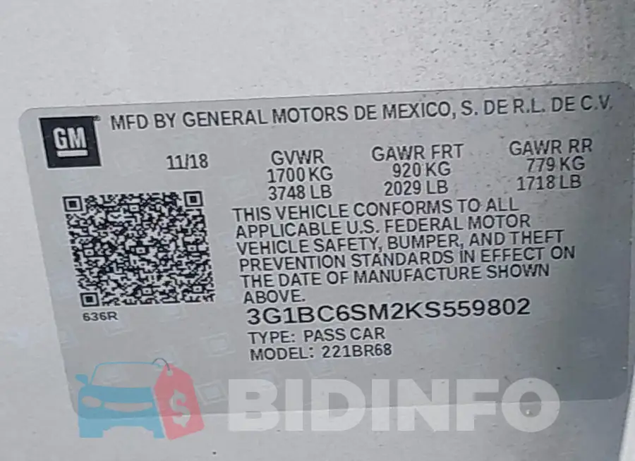3G1BC6SM2KS559802 Photo# 9