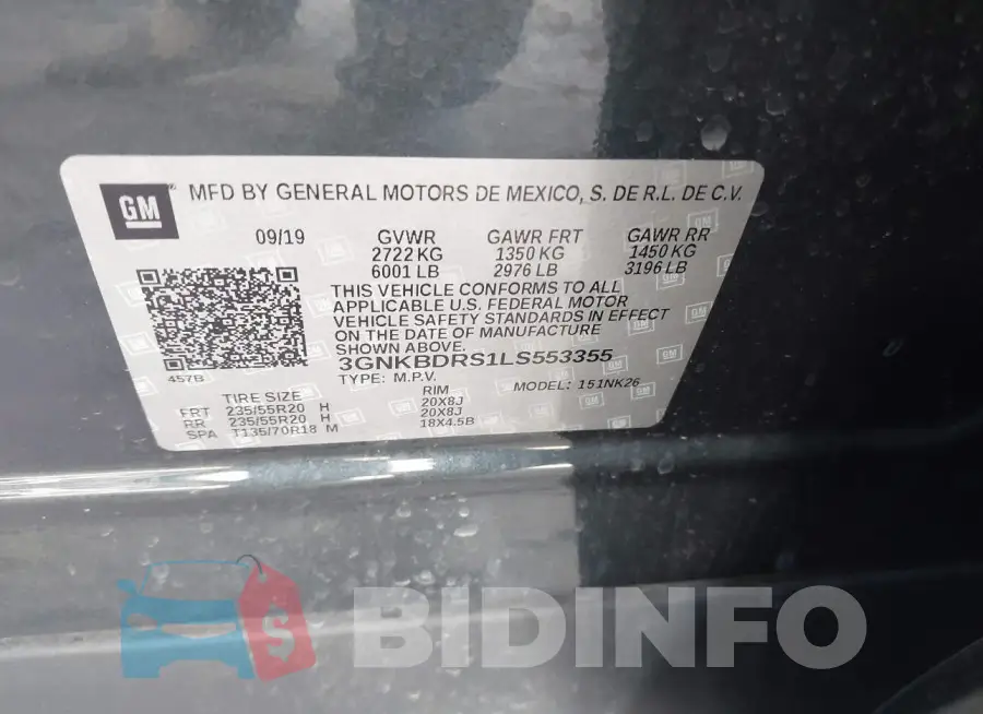 3GNKBDRS1LS553355 Photo# 9