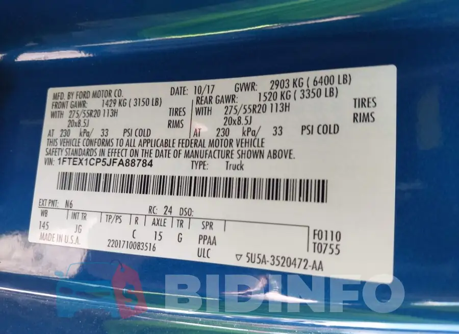 1FTEX1CP5JFA88784 Photo# 9