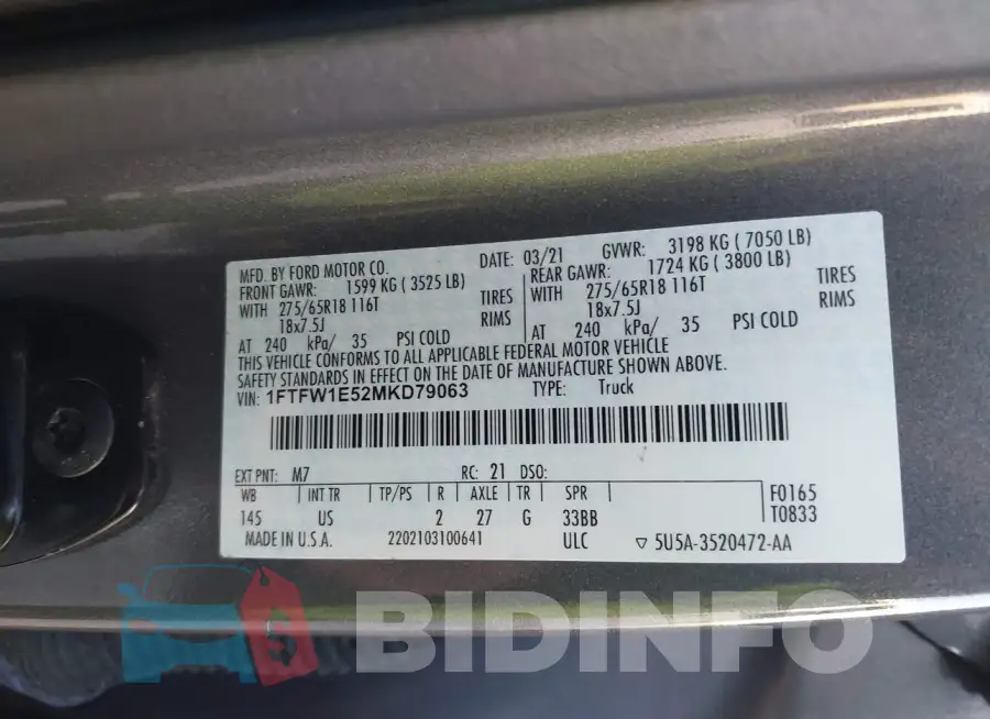 1FTFW1E52MKD79063 Photo# 9
