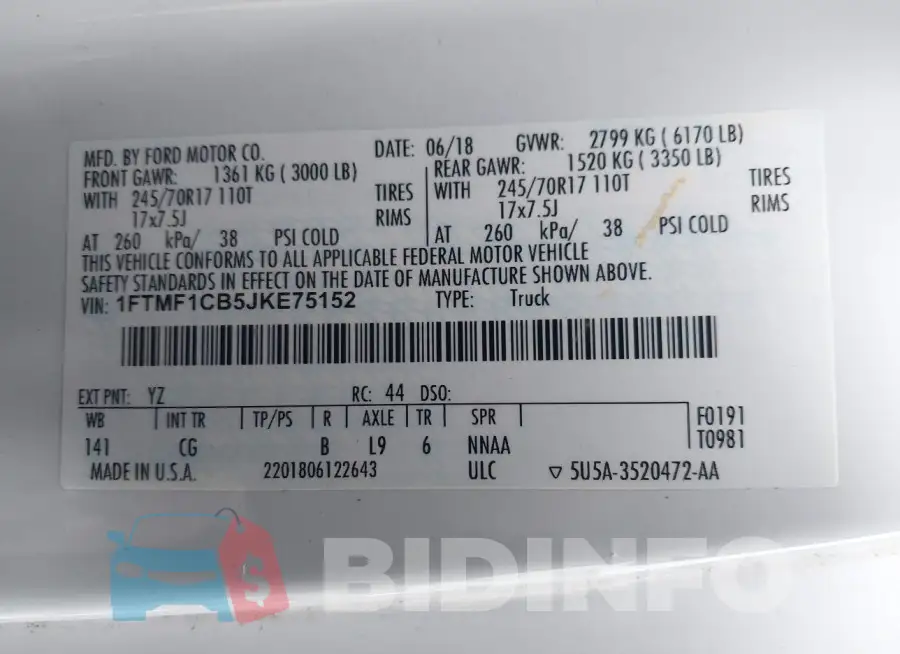 1FTMF1CB5JKE75152 Photo# 9