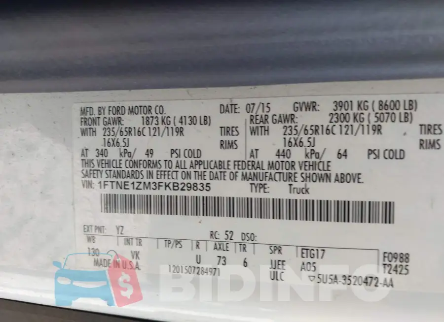 1FTNE1ZM3FKB29835 Photo# 9