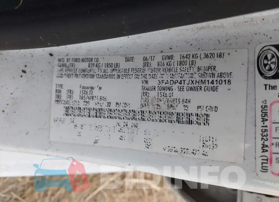 3FADP4TJXHM141018 Photo# 9