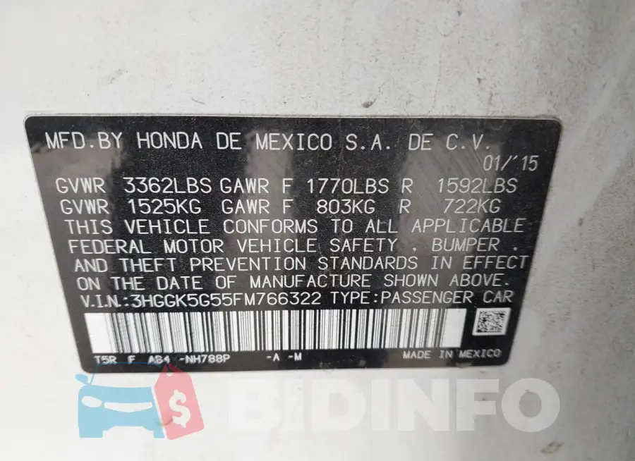 3HGGK5G55FM766322 Photo# 9
