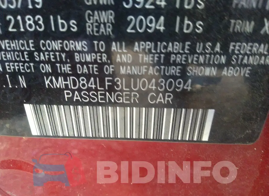 KMHD84LF3LU043094 Photo# 9
