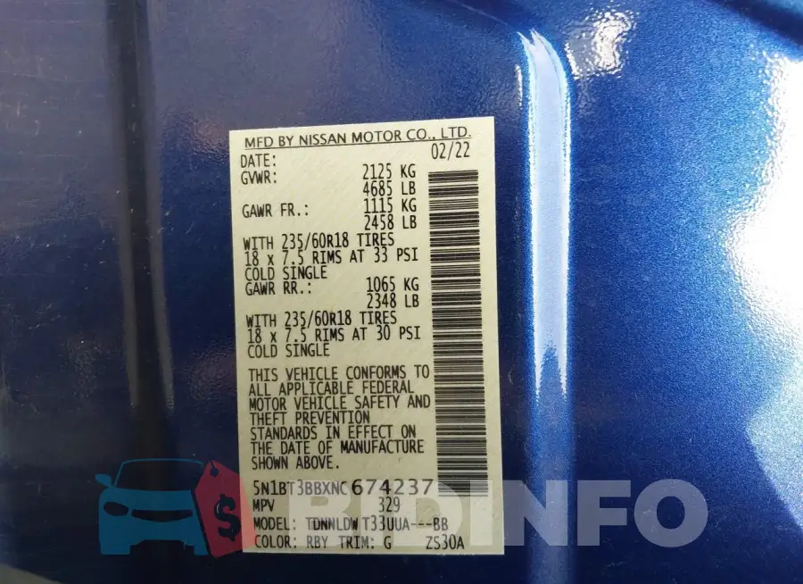 5N1BT3BBXNC674237 Photo# 9