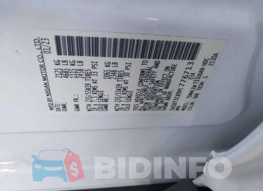 5N1BT3CB9PC776713 Photo# 9