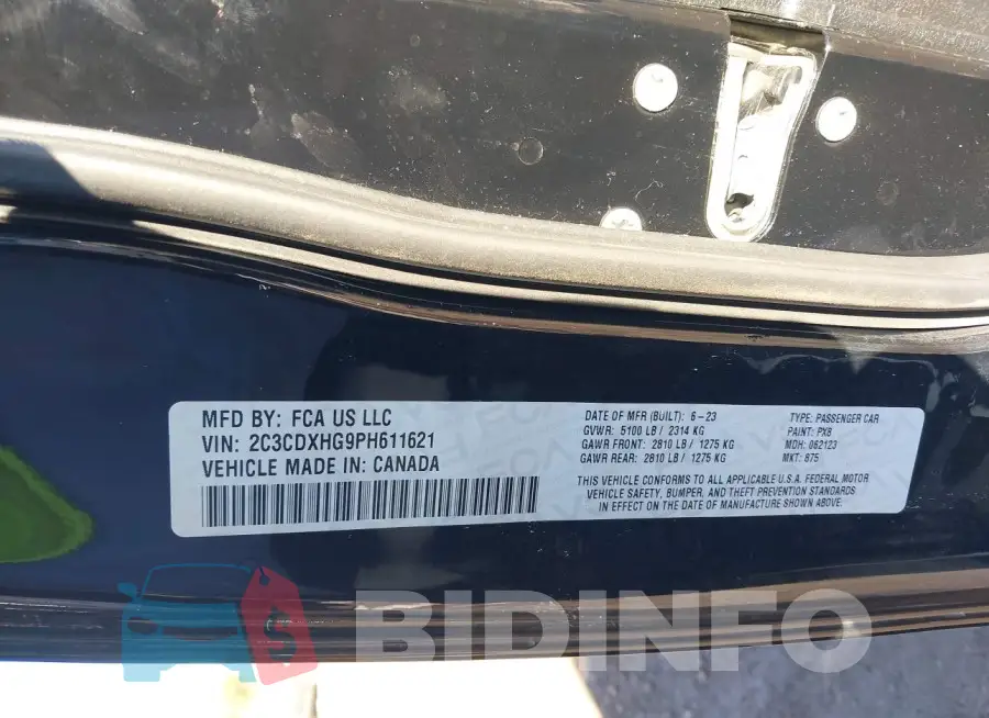 2C3CDXHG9PH611621 Photo# 9