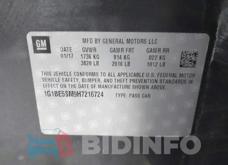 1G1BE5SM9H7216724 Photo# 9