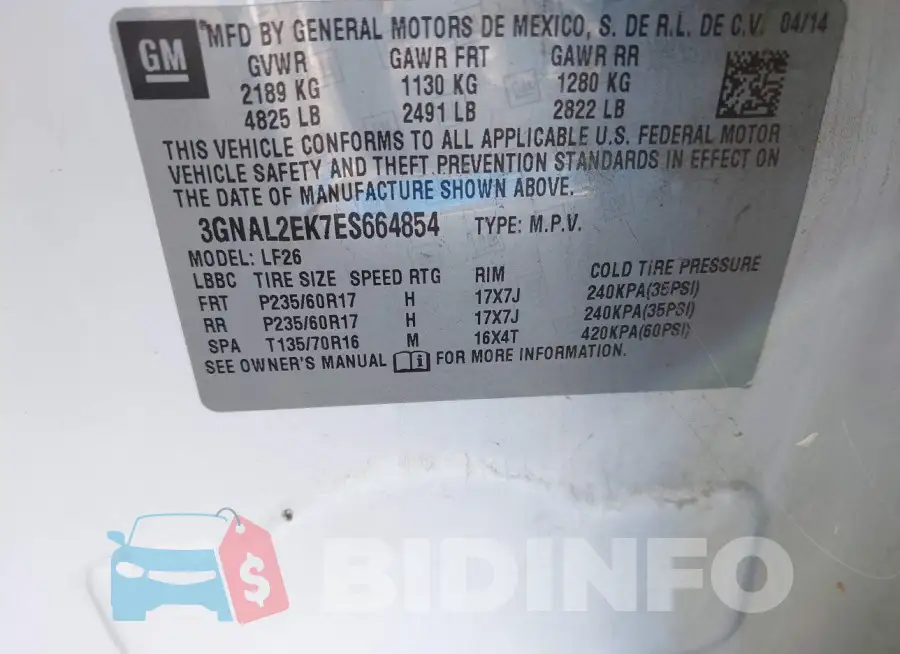3GNAL2EK7ES664854 Photo# 9