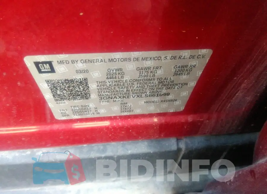 3GNAXKEVXLS661099 Photo# 9