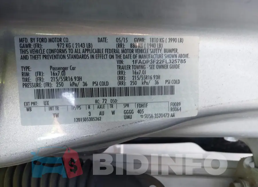 1FADP3F22FL325785 Photo# 9