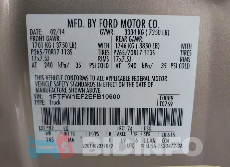 1FTFW1EF2EFB10600 Photo# 9
