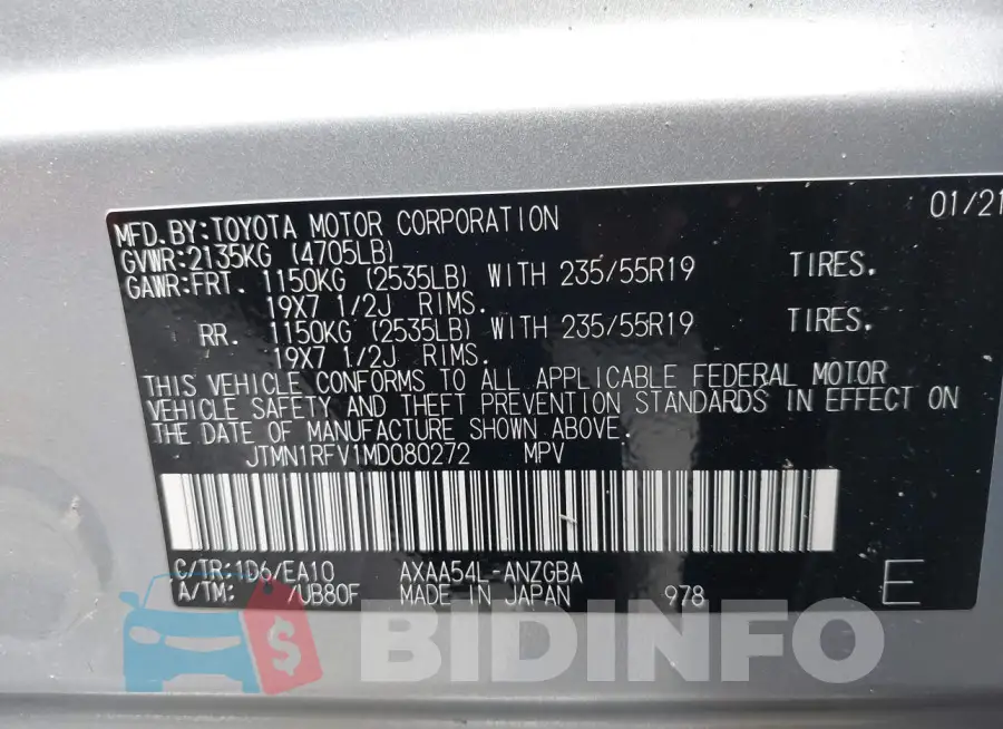 JTMN1RFV1MD080272 Photo# 9