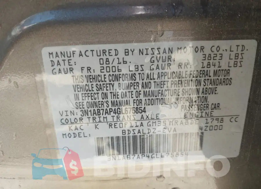 3N1AB7AP4GL675854 Photo# 9