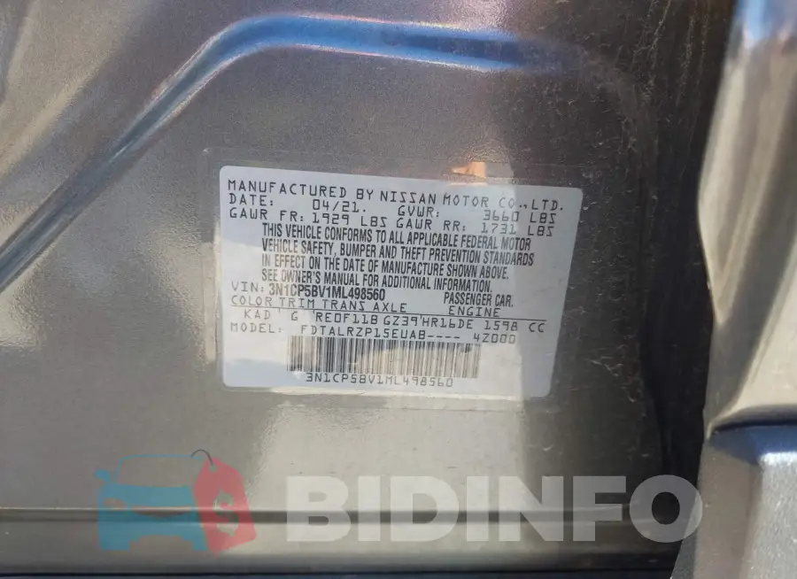 3N1CP5BV1ML498560 Photo# 9