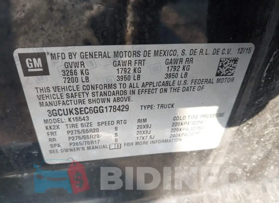 3GCUKSEC6GG178429 Photo# 9