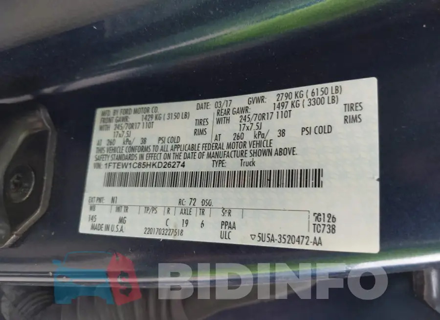 1FTEW1C85HKD26274 Photo# 9