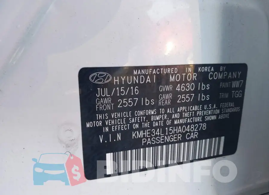 KMHE34L15HA048278 Photo# 9