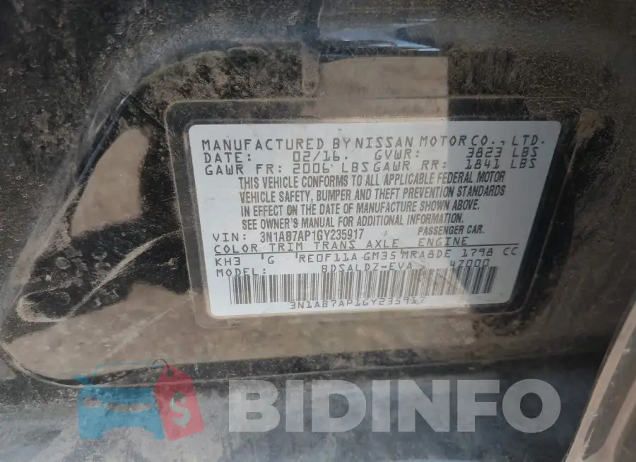 3N1AB7AP1GY235917 Photo# 9