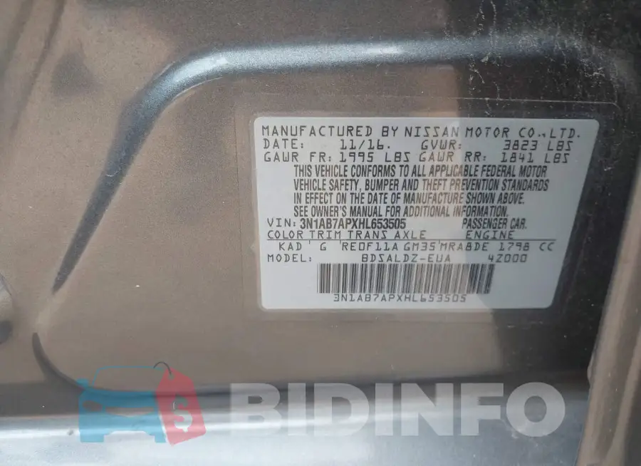 3N1AB7APXHL653505 Photo# 9
