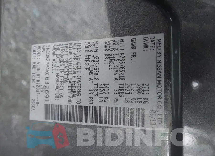 5N1DR2MM4KC632691 Photo# 9