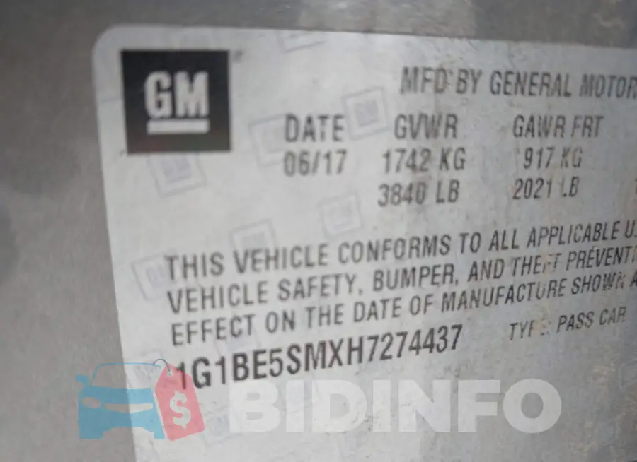 1G1BE5SMXH7274437 Photo# 9
