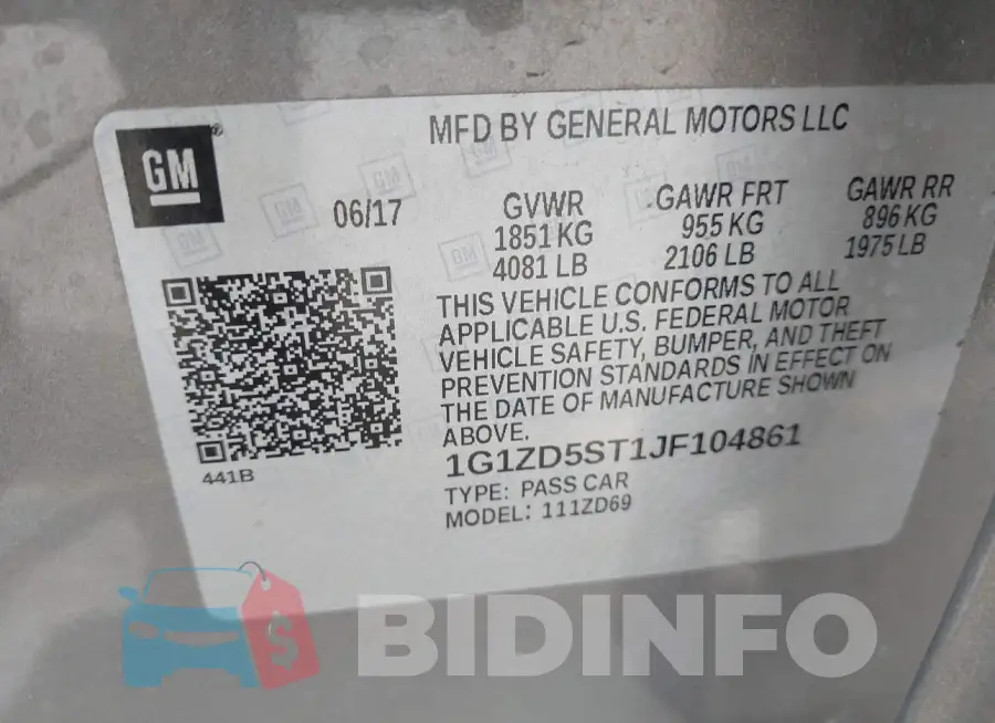 1G1ZD5ST1JF104861 Photo# 9