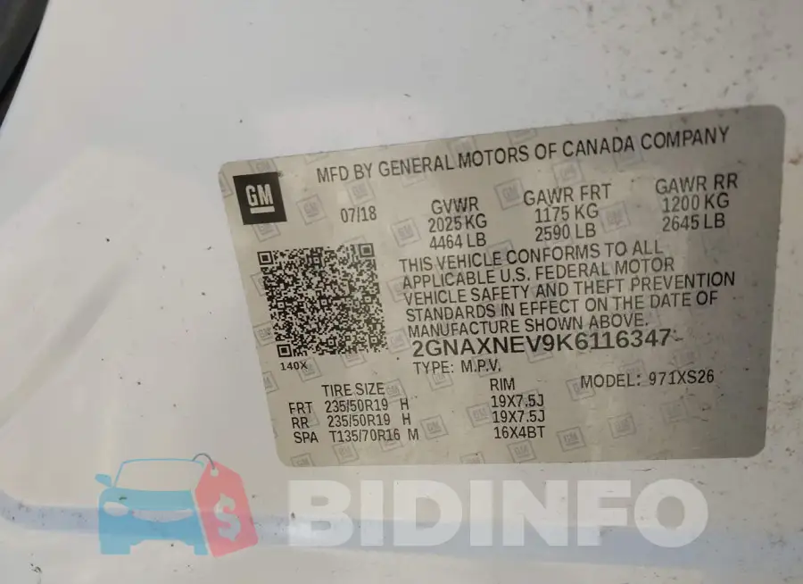 2GNAXNEV9K6116347 Photo# 9