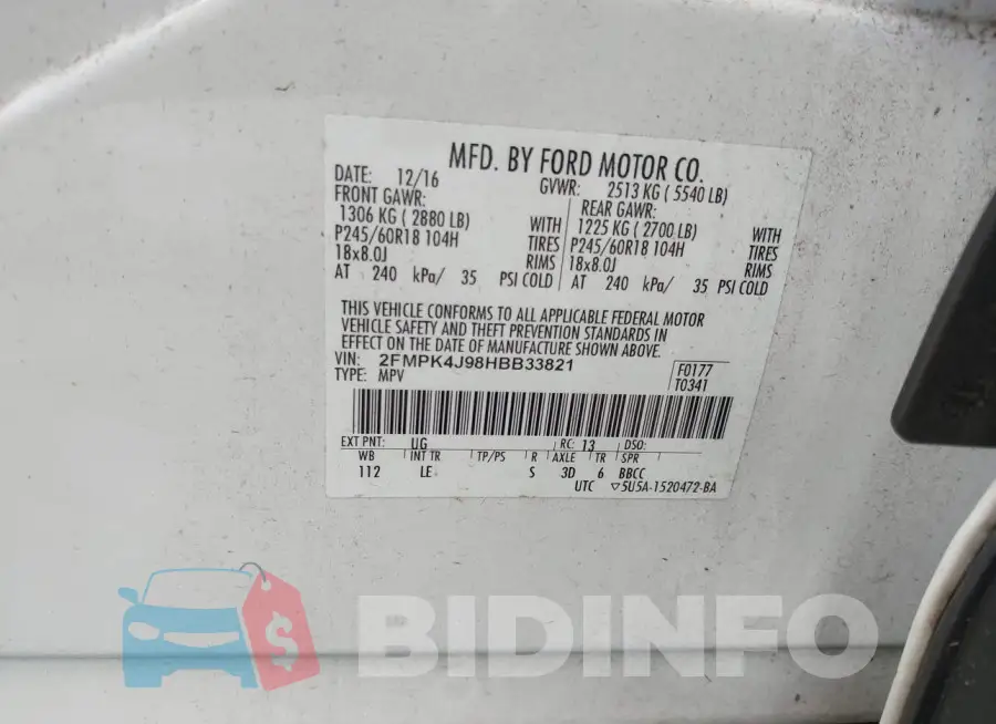 2FMPK4J98HBB33821 Photo# 9