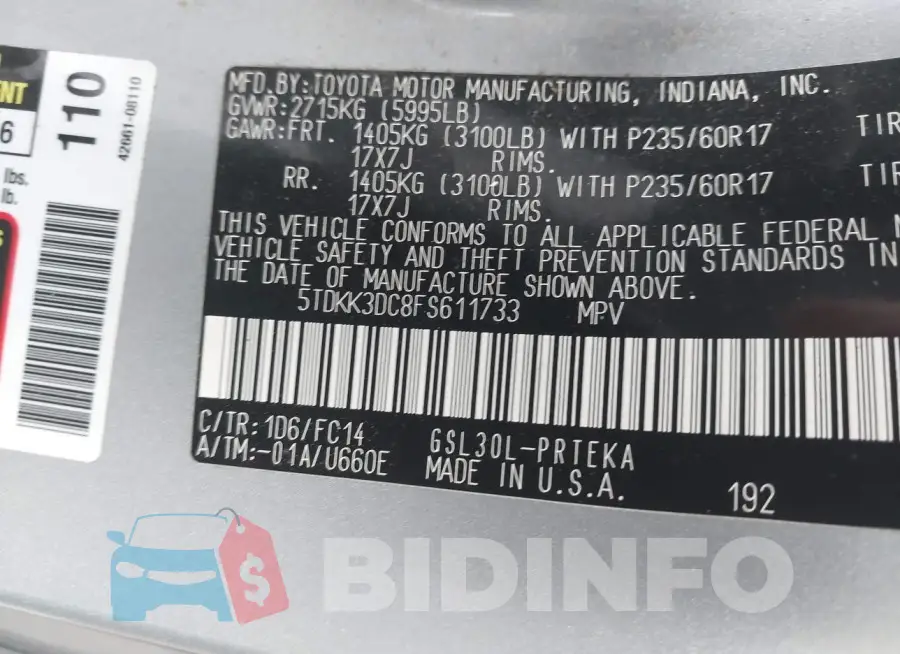 5TDKK3DC8FS611733 Photo# 9