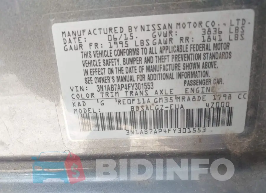3N1AB7AP4FY301553 Photo# 9