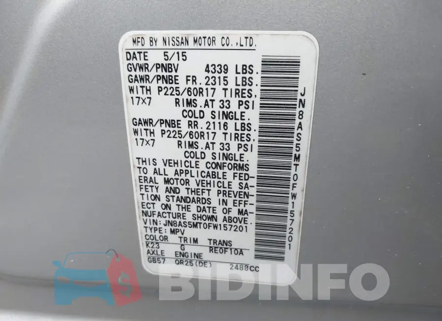 JN8AS5MT0FW157201 Photo# 9
