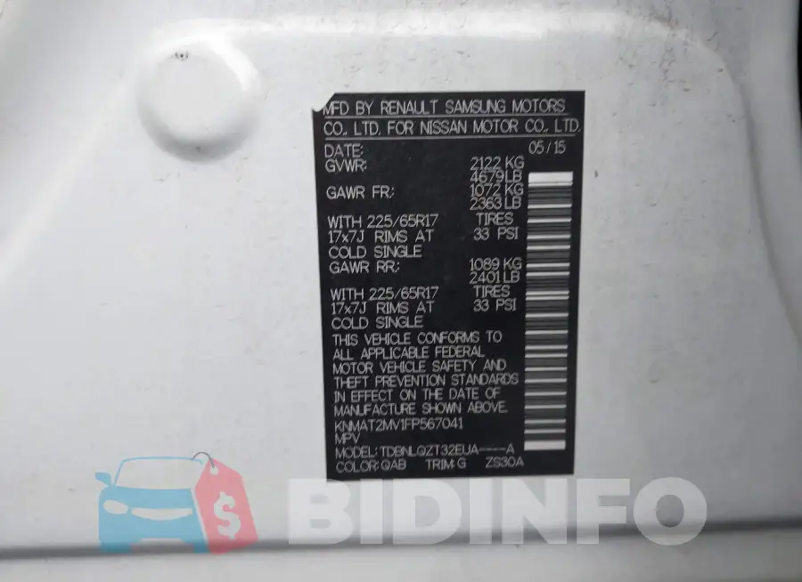 KNMAT2MV1FP567041 Photo# 9